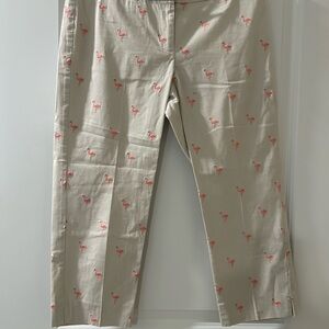 Loft Beige Flamingo Print Pants